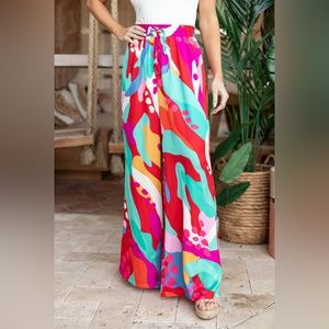 Multicolor print wide leg pants